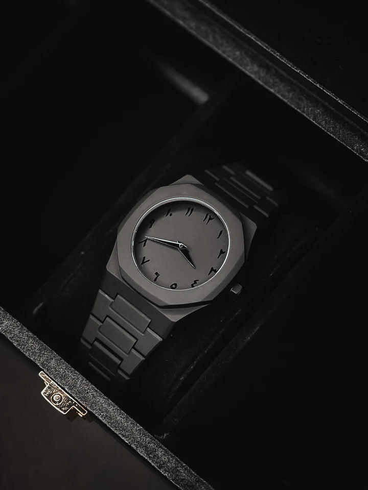 Stealth All-Black Modern Arabic Watch