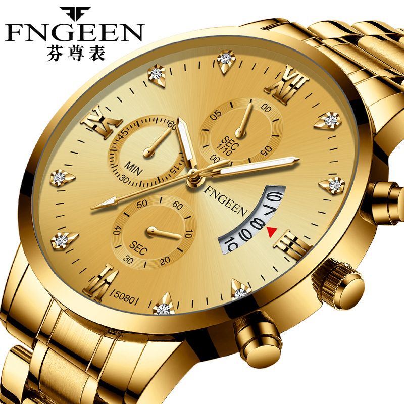 FNGEEN Luxury Gold Chronograph Watch
