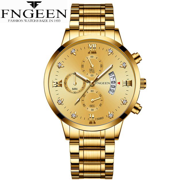 FNGEEN Luxury Gold Chronograph Watch