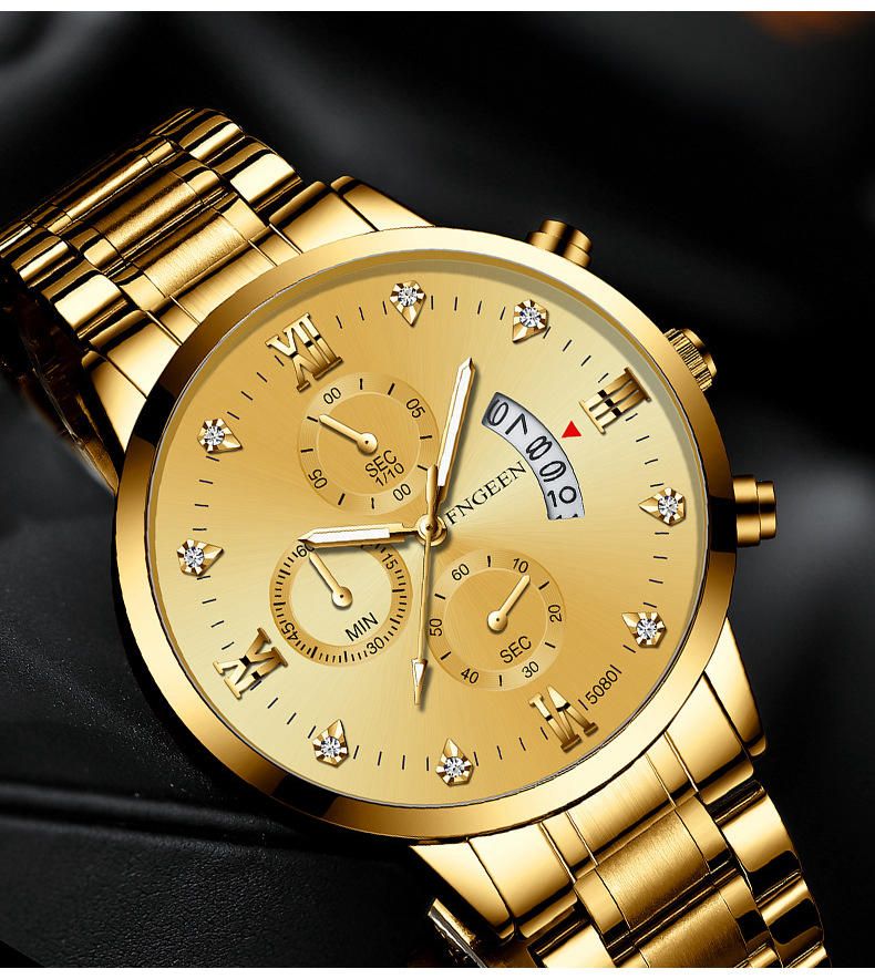 FNGEEN Luxury Gold Chronograph Watch
