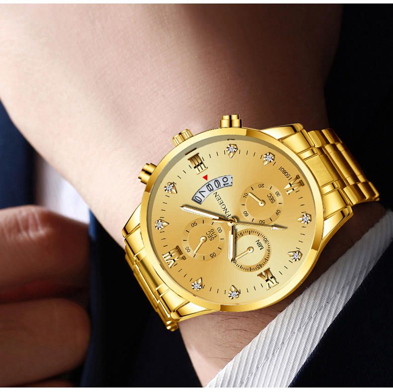 FNGEEN Luxury Gold Chronograph Watch