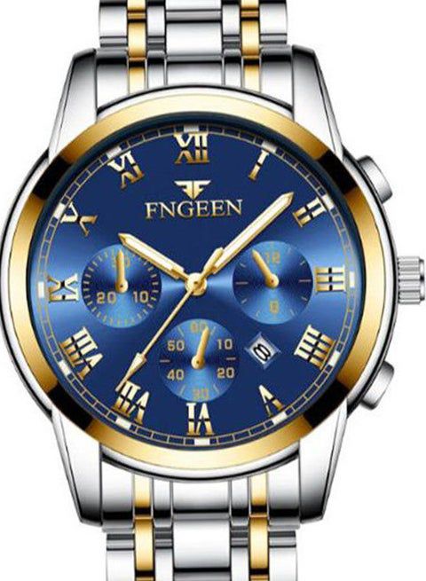 FNGEEN Blue & Gold Dual-Tone Watch