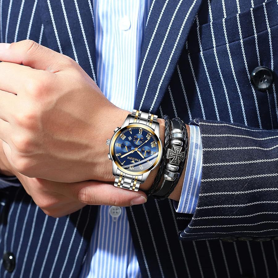 FNGEEN Blue & Gold Dual-Tone Watch