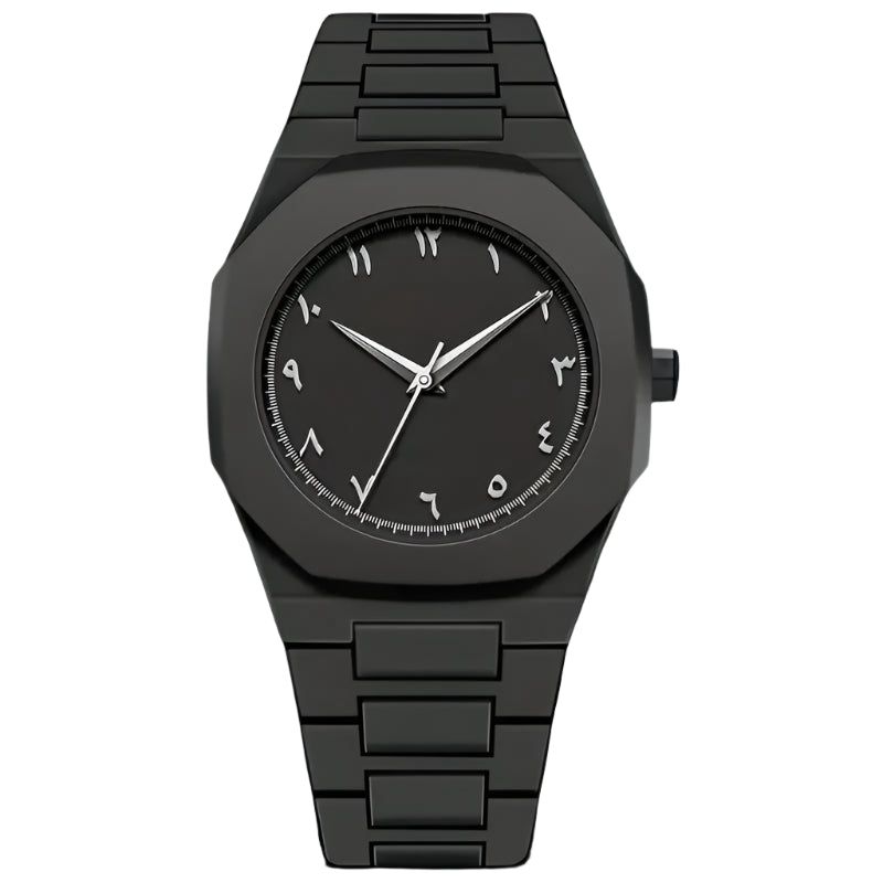 Stealth All-Black Modern Arabic Watch